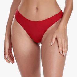 Large Red Ocean Blues Women's Cheeky Brazilian Cut Bikini Bottom