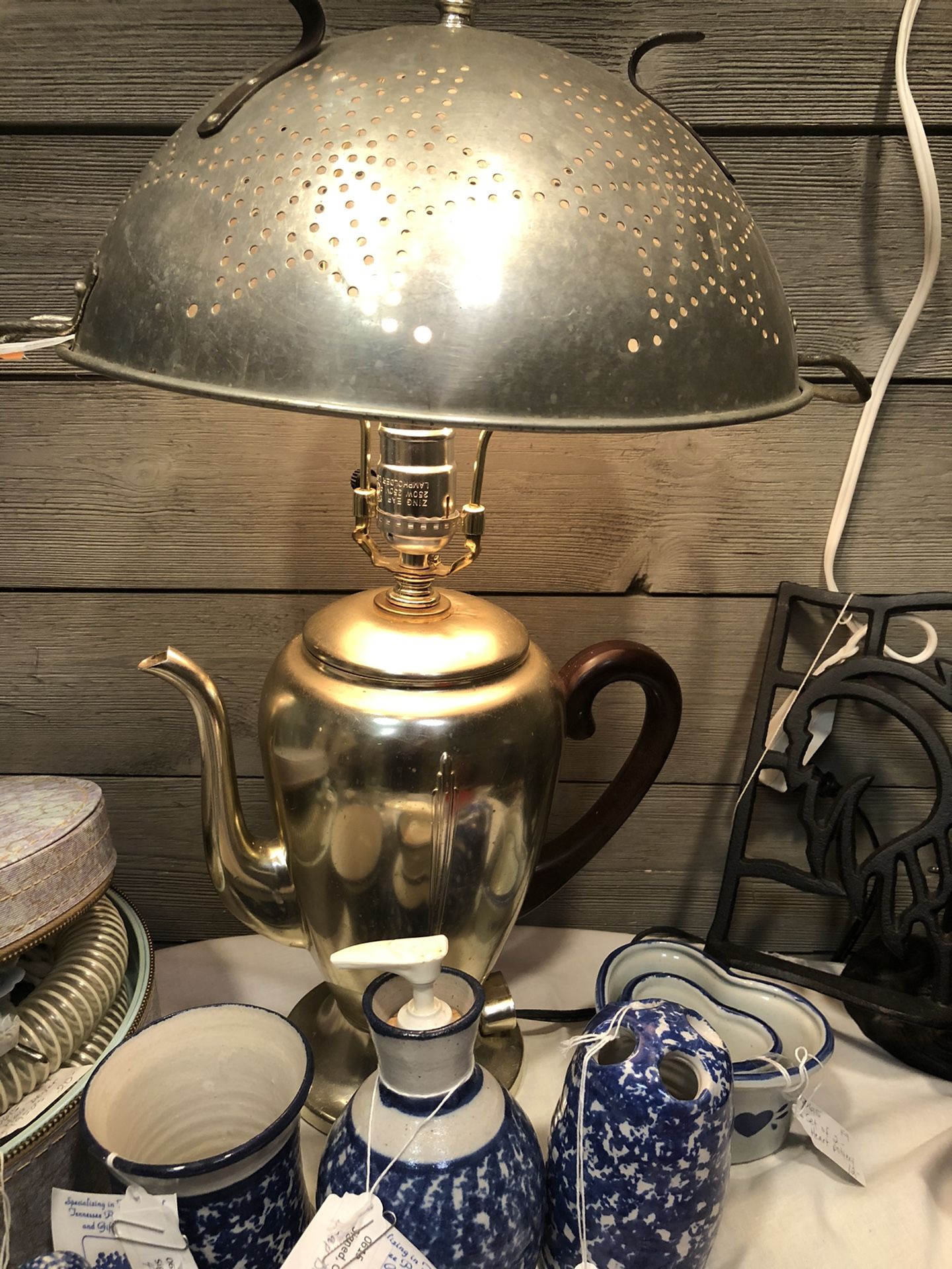 Farmhouse Style Vintage Colander/Percolator Lamp