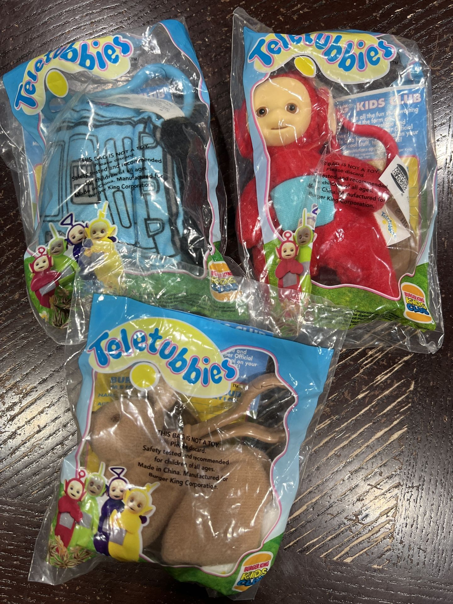 Burger King Teletubbies Teletubby lot of 3 sealed plush Vacuum Bunny Tinky Winky