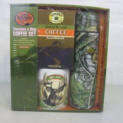 Outdoor Collection Deer Camo 16oz Thermos & Mug Set-New
