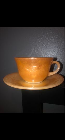Fire-King Peach Luster Cup and Saucer Set