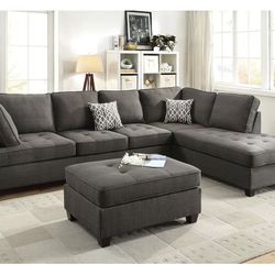 Gray Sectional Sofa - Ottoman Sold Separately (Free Delivery)