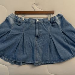 Shein Mini Pleated Denim Skirt