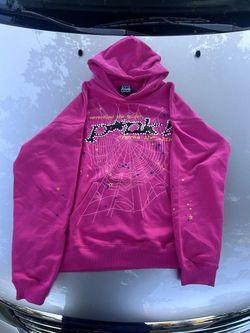 Sp5der Men's Pink Hoodie Large Brand New Spider Web Logo