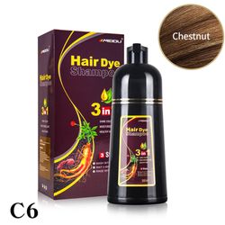 New MEIDU Instant 3in1 original Hair Dye Shampoo 500ml (CHESTNUT BROWN) 