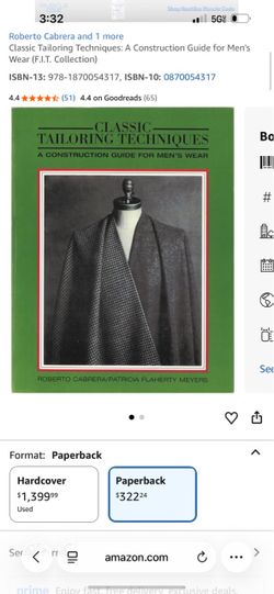 Classic Tailoring Techniques Book – Men's Wear Robert Cabrera