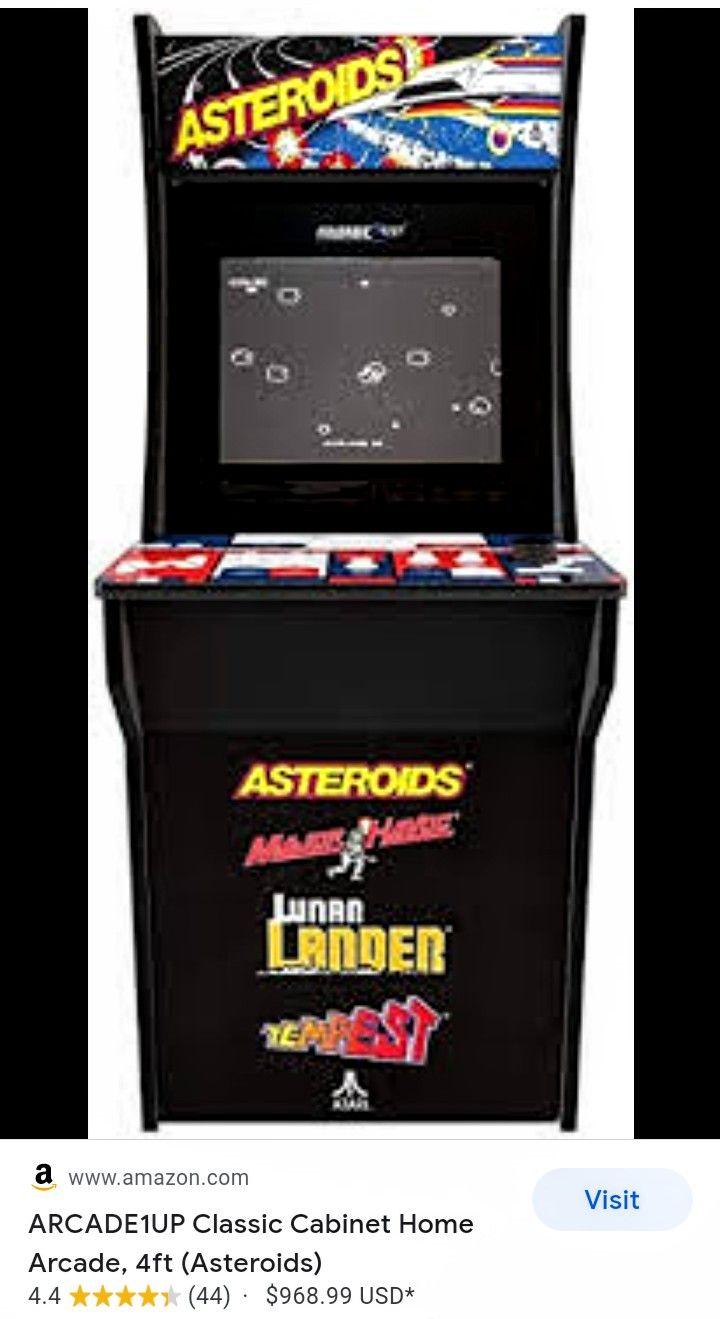 Arcade 1up Atari 4 Video  Game Asteroids Console Cabinet