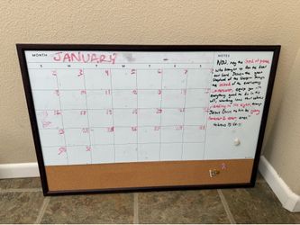 Dry erase calendar in corkboard