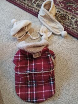 ADORABLE DOG COAT & HAT/ SCARF - Size Medium