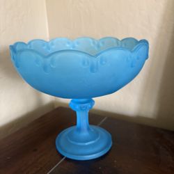 Vintage Indiana Glass Frosted Pedestal Bowl