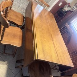 Solid Maple Drop Leaf Dining Table With 6 Chairs