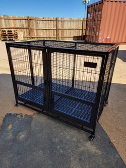 New! 49” XL Heavy Duty Dog Cage, With Removable Divider;  Stackable Up To 2-Tiers; Foldable  (new) 📦