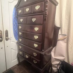 Queen Anne Style High Boy Chest Drawers Cherry