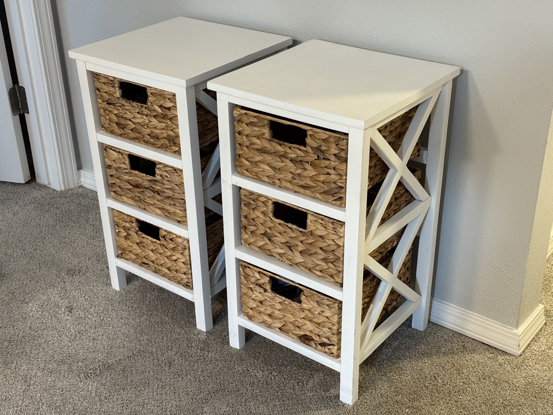 Side Tables With 3 Drawers Storage