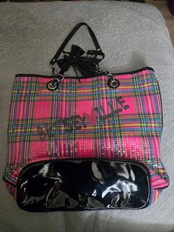 Betsey Johnson Sequin Plaid Tote Bag