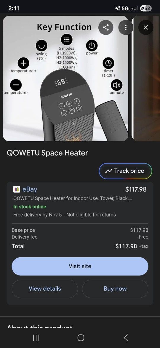 Qowetu Ceramic Heater Fan