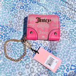 New Pink Juicy Couture Wallet Card Holder Wristlet Coin Purse Crown Love