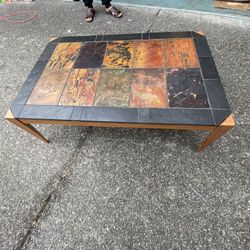 Real Slate Stone &wood Solid Coffee Table. 