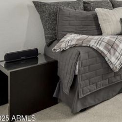 Short Black Side Table With Glass Top $20