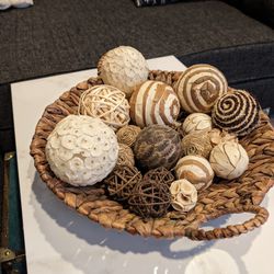 Rattan Bowl And Decor Woven Balls
