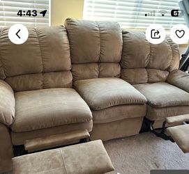 Microfiber Tan Reclining Sofa
