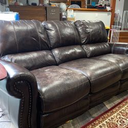 Brown Leather couch and Recliner 