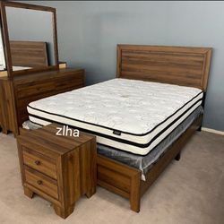 🎈 Most Preferred Bedroom Set. Queen Size 4 PCs Millie Cherry Panel Bedroom Set