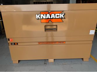 49 in. W x 30 in. L x 72 in. H, Steel Jobsite Storage Piano Box with Lock,  small dent on back side  see pictures $1699