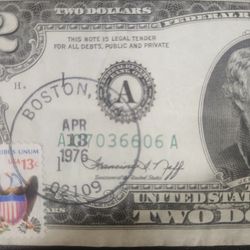 1976 Two ($2) Dollar Bill 1st Day Issue Stamped Miscut ( Pickup Only )