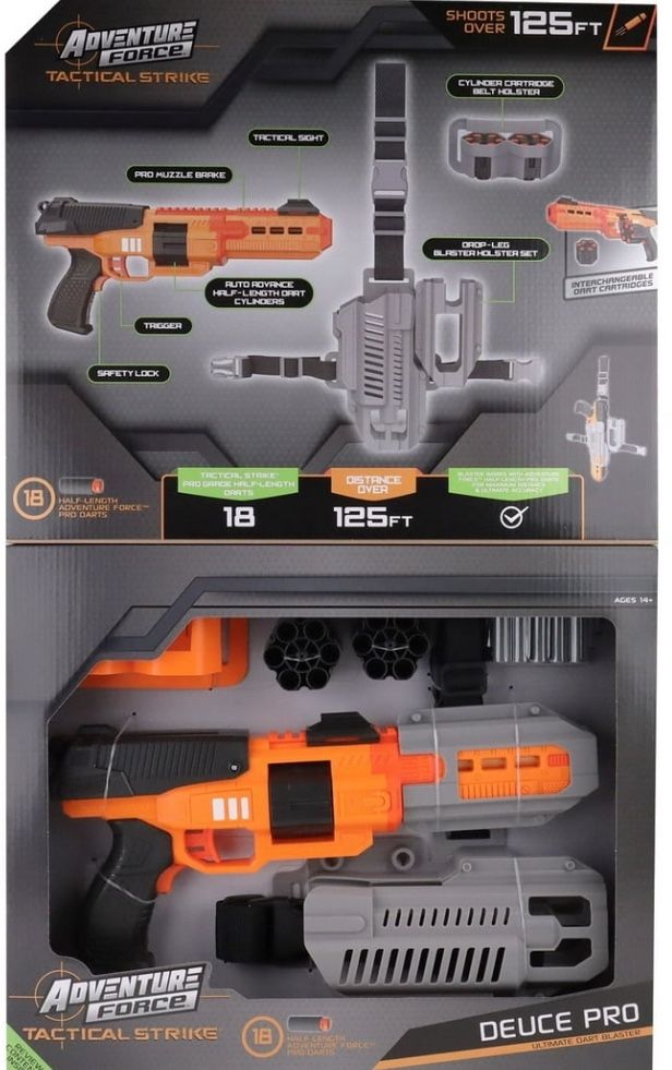 Adventure Force Tactical Strike Deuce Pro Manual Dart Gun Blaster Outdoor Toy with 24 Foam Pro