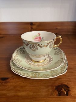 Vintage Leonard St Pottery of Burslem Tea Cup Trio, Bone China