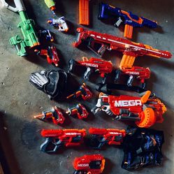 NERF FULL ARSENAL, / Buy LOT/ MEGA, 17 Guns, Ammo