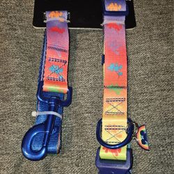 NEW! Disney Tails Pride Collection Lead & Collar L Blue Ombre Rainbow