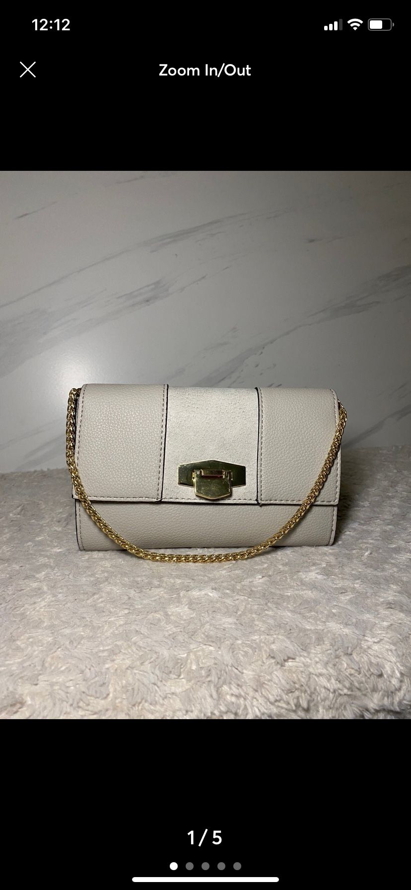 Neiman Marcus Fanny Pack Purse Clutch with Buckle Belt and Gold Detail