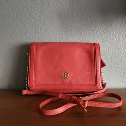 Tory Burch Tangerine Colored Leather Purse
