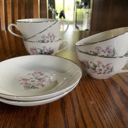 China Hostess Set Vintage White &Pink 