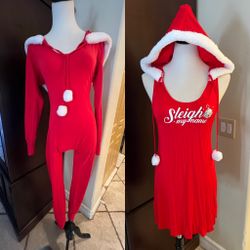 Womens Santa Dress And Jumpsuit