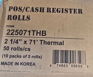 45 Thermal POS Receipt Paper Rolls – 2 1/4” x 71’
