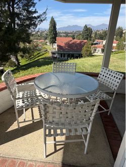 White Patio Table & Chairs Set