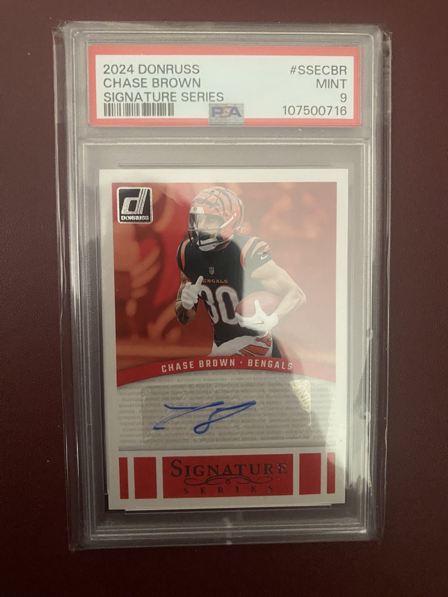 Chase Brown Football Autograph PSA 9
