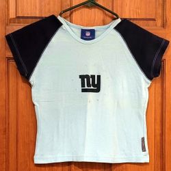 Reebok New York Giants NFL women's short sleeve sporty polo shirt in baby blue and dark blue Size L14 Juniors 