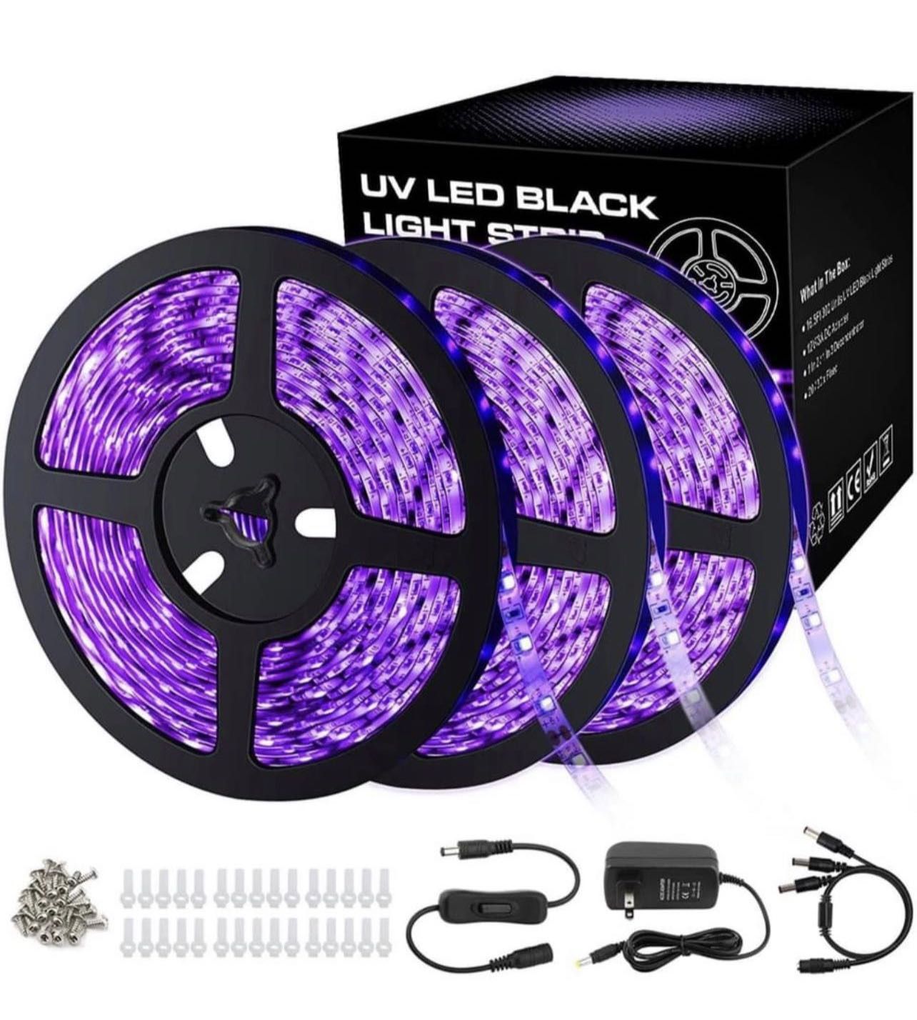 Black Light Strip, 10M IP65 Waterproof Black Light Tape Kit, 36W 600PCS