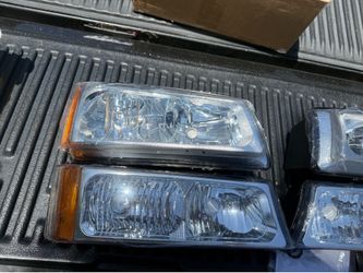03-06 Chevy Silverado Chrome Amber Reflector Headlights Parking Lights