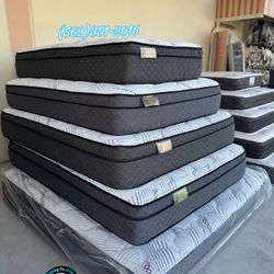 Twin White Bamboo Pillowtop Mattress And Boxspring Bed Set New Cama