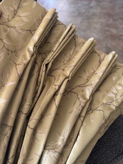 Gold Jacquard Leaf Pattern Curtain Panels