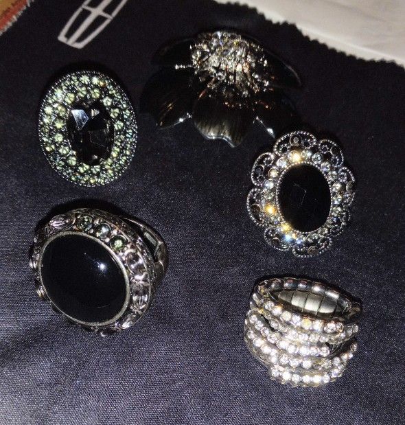 5 Fashion Adjustable Rhinestone Band Rings