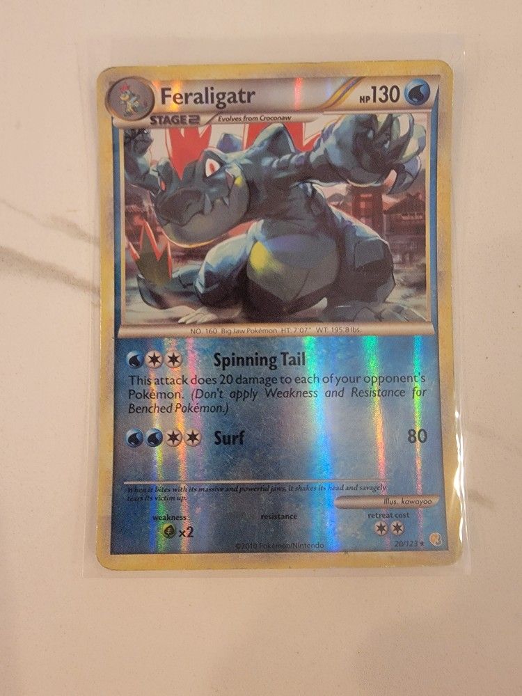 Pokemon Card FERALIGATR 20/123 - HEARTGOLD SOULSILVER REVERSE HOLO - MP