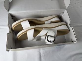 Anne Klein White Strappy Buckle Sandals Women's US 10