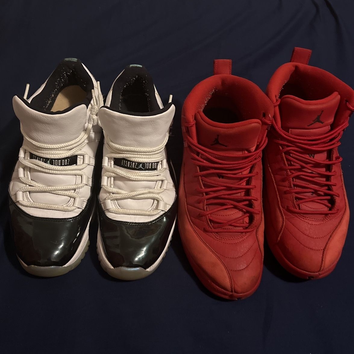 Jordan 11 Iridescent and Jordan 12 Gym red 