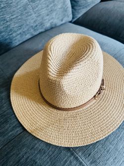 Straw Wide Brim Fedora Hat